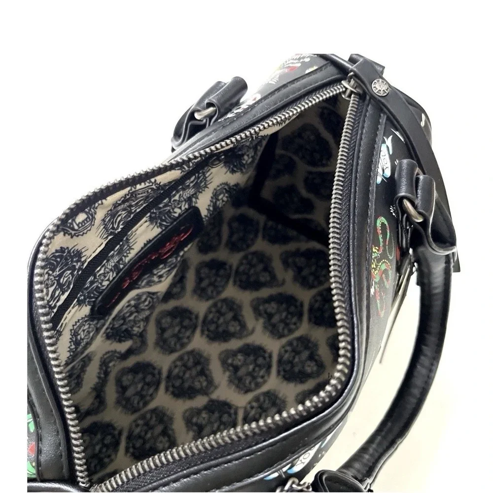 Ed Hardy Tattoo Print Black Duffle Bag Skull Tiger Eagle Travel Weekender Y2K